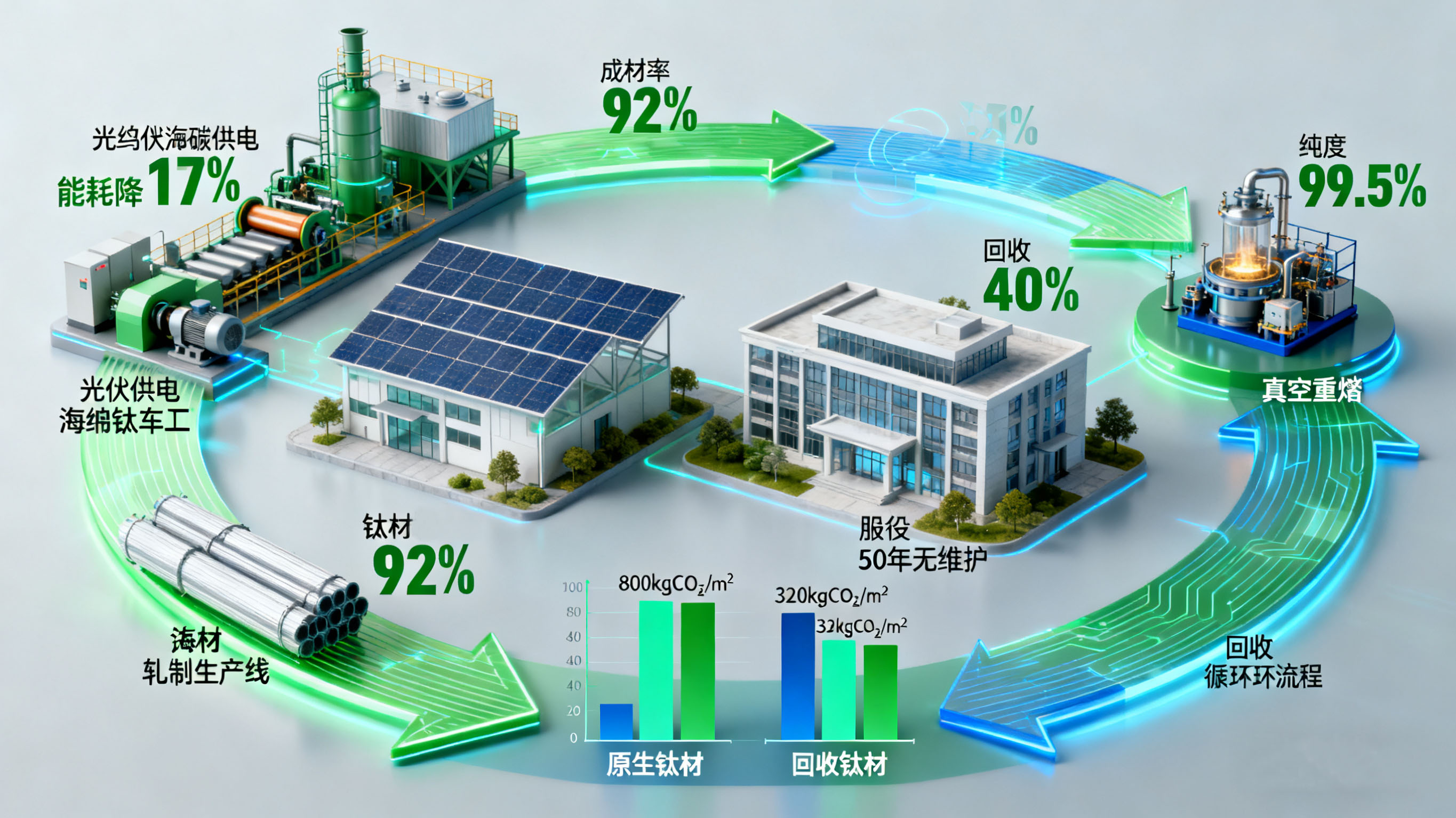 全生命周期低碳：建筑鈦材的綠色生產(chǎn)與循環(huán)利用技術(shù)進(jìn)展 —— 海綿鈦低碳冶煉、構(gòu)件回收工藝與碳足跡優(yōu)化的產(chǎn)業(yè)實踐